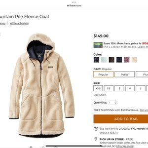 LL BEAN Mountain Pile Fleece jacket